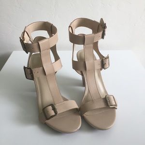 Cream heeled sandals